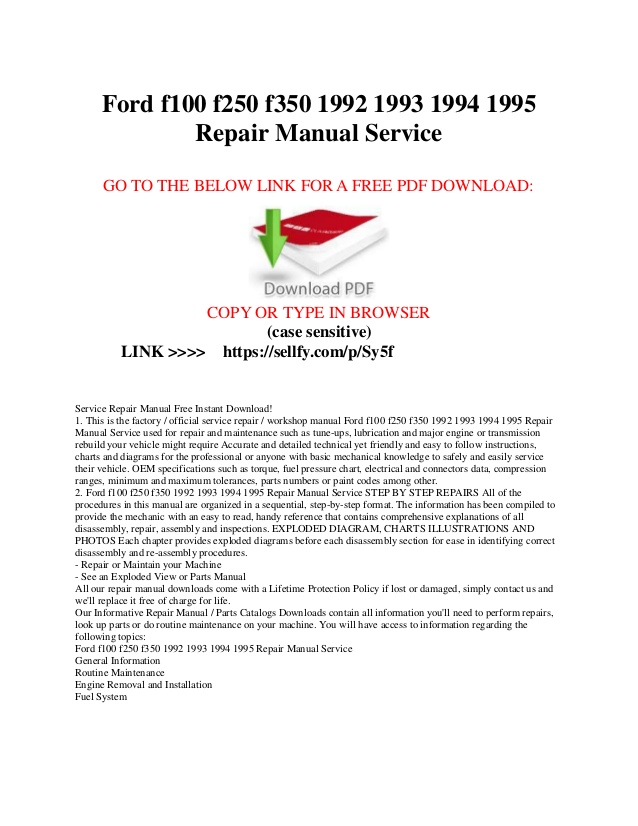 Ford E150 Repair Manual Free Download